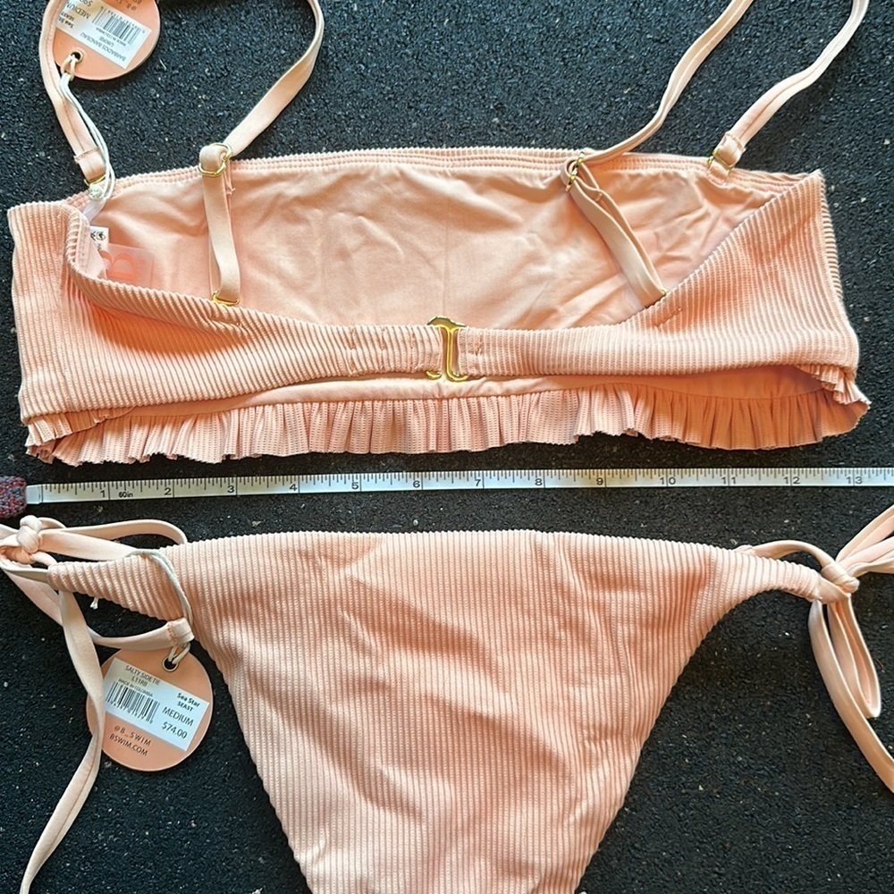 Women's Peach Ribbed Tie-Side Bikini Set - Picture 4 of 4